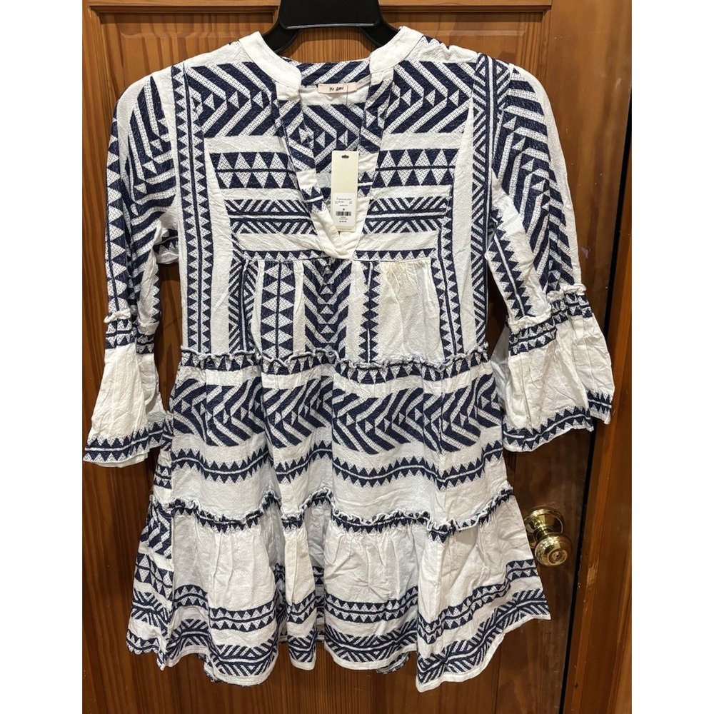 NWT Mi Ami 100% Cotton Boho Western Flared Sleeve Beach Dress Size Med